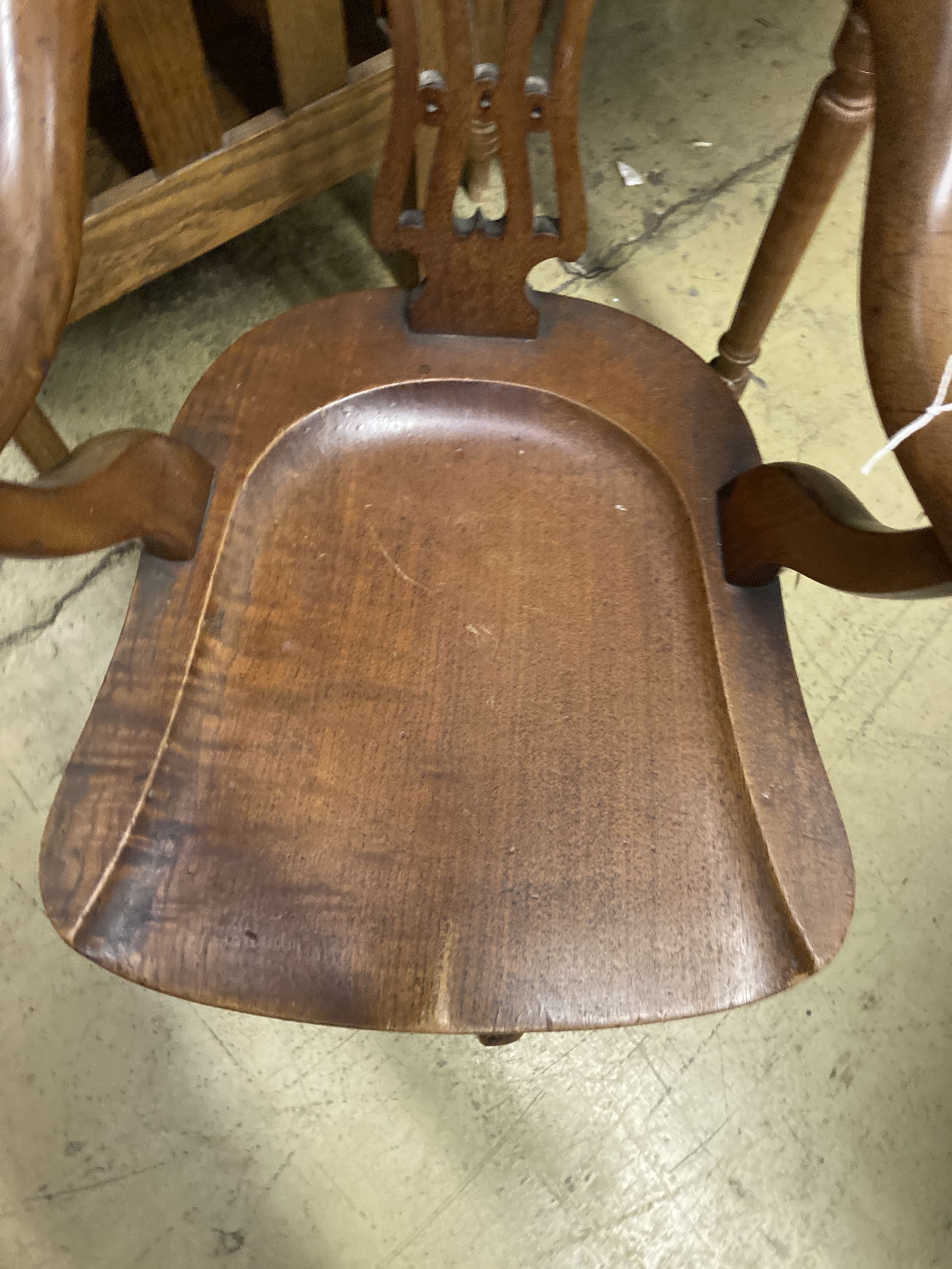 A Victorian mahogany swivel desk chair, width 60cm, depth 52cm, height 84cm